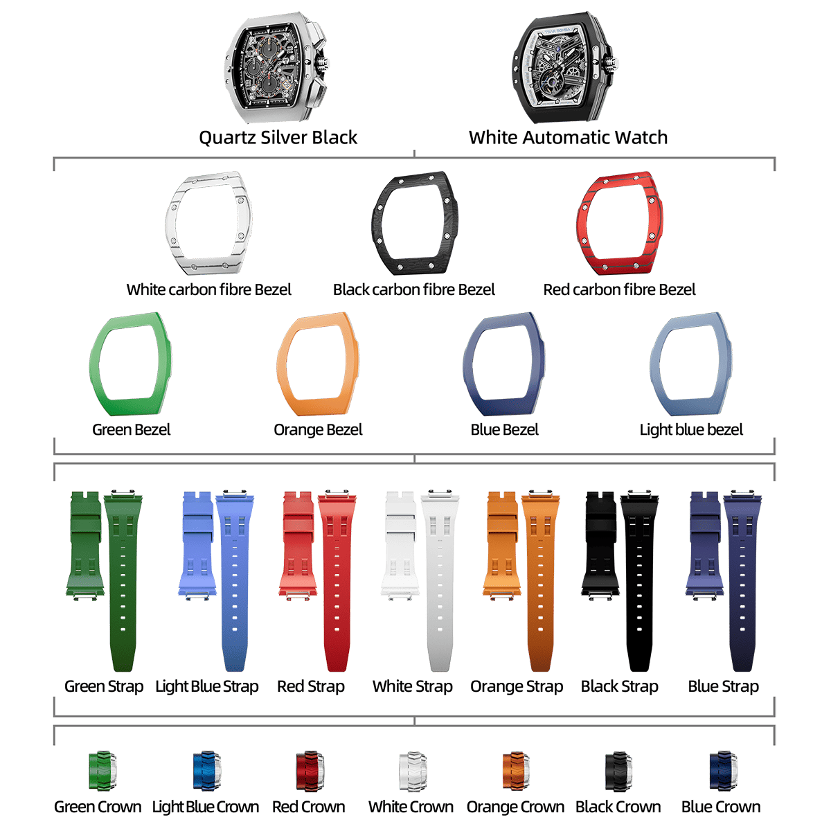 TSAR BOMBA Atomic TB8218 Interchangeable Automatic Watch 7-in-2 Set