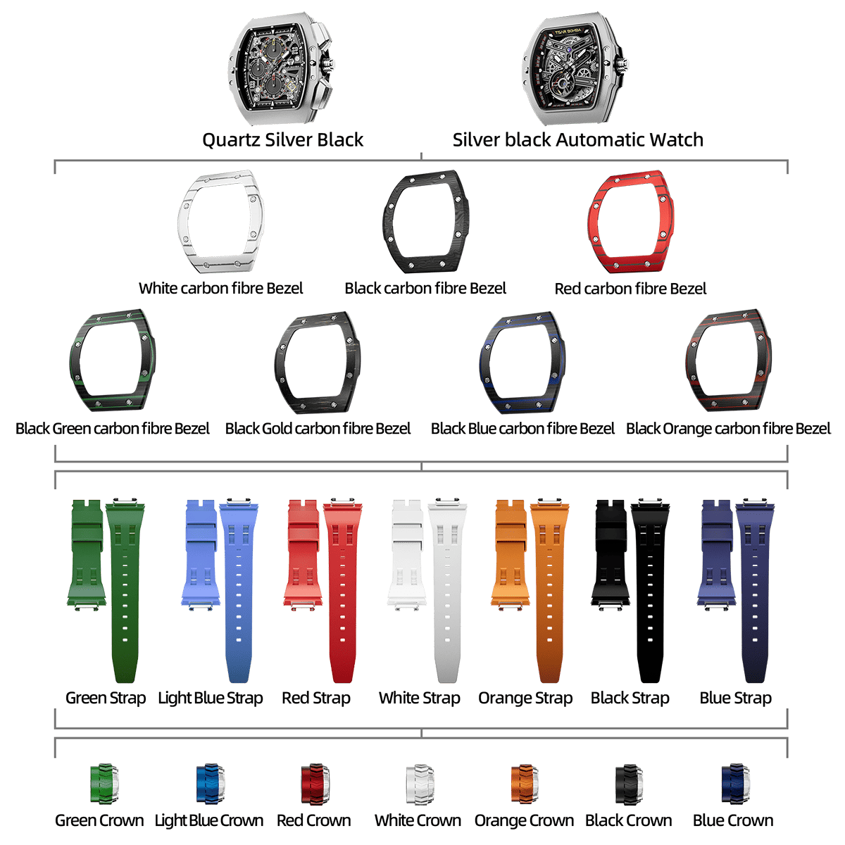 TSAR BOMBA Atomic TB8218 Interchangeable Automatic Watch 7-in-2 Set
