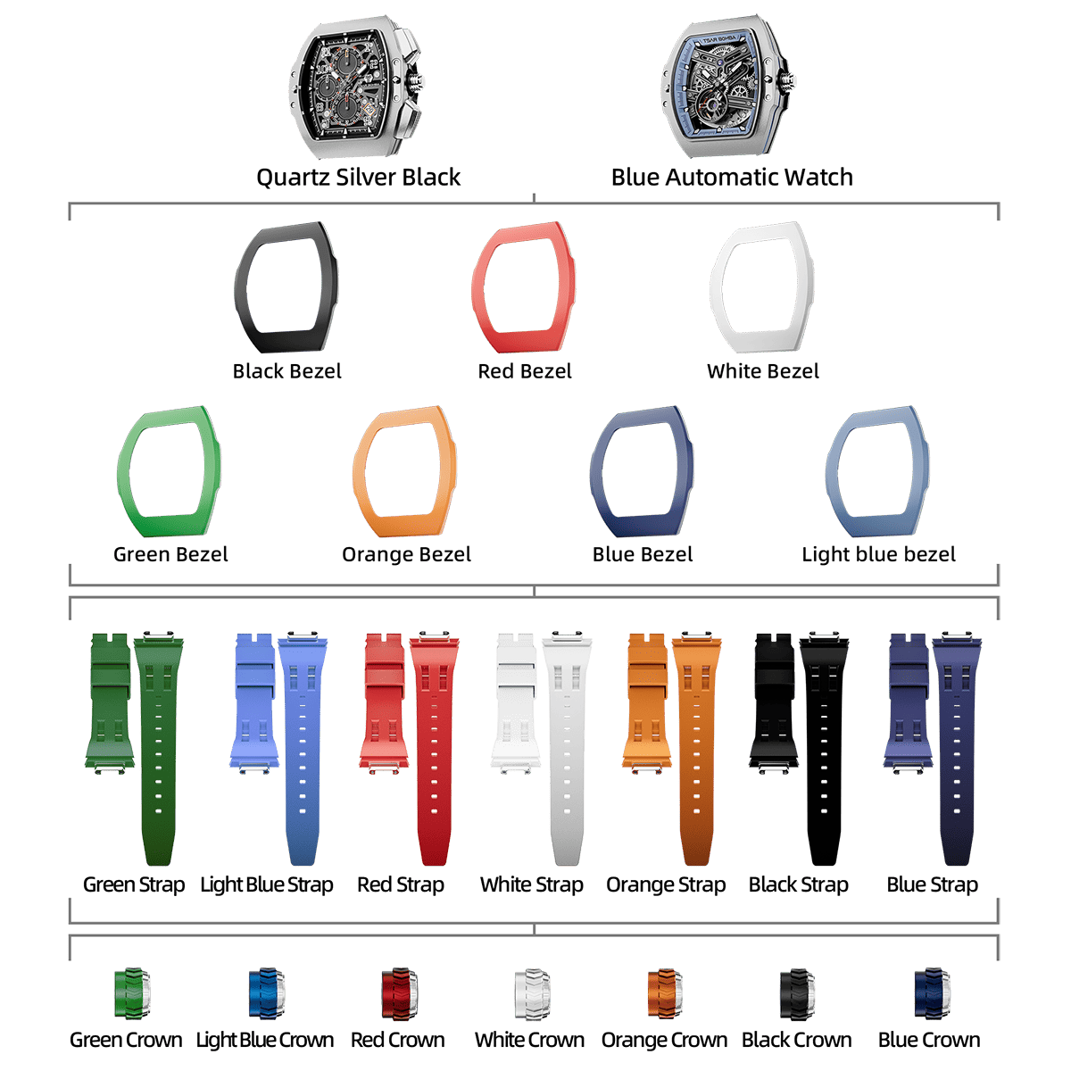 TSAR BOMBA Atomic TB8218 Interchangeable Automatic Watch 7-in-2 Set