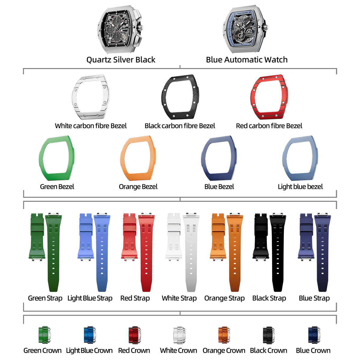 TSAR BOMBA Atomic TB8218 Interchangeable Automatic Watch 7-in-2 Set