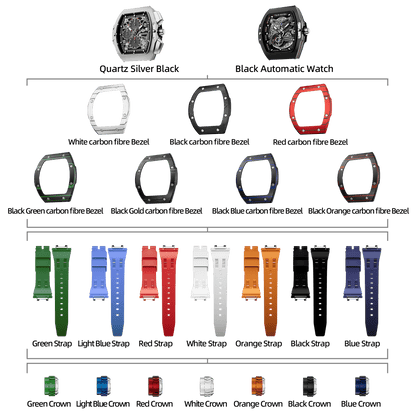 Tsarbomba Atomic TB8214 Interchangeable Calendar Watch 7-in-2 Set