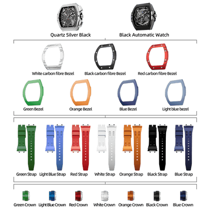 Tsarbomba Atomic TB8214 Interchangeable Calendar Watch 7-in-2 Set