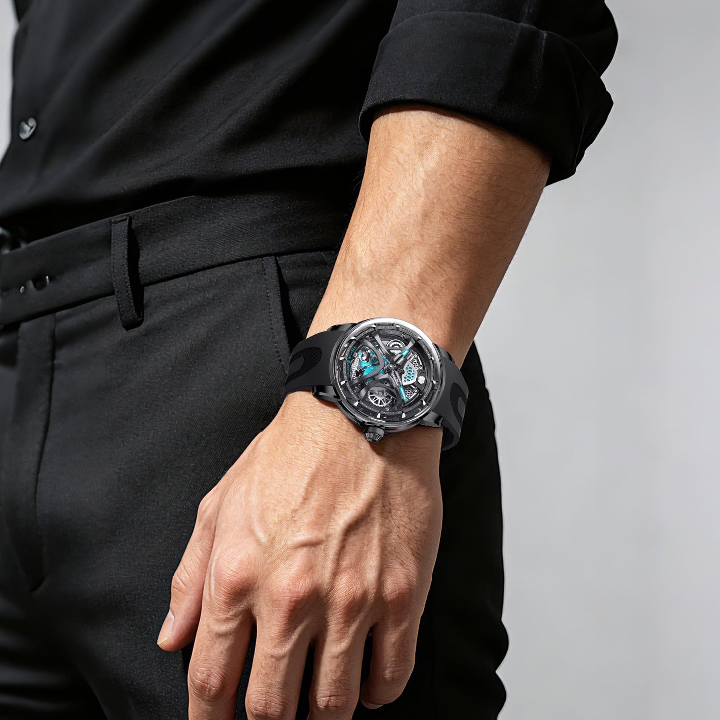 Tsarbomba Skunk Works T1 Men's Mechanical Watch Silicone Strap