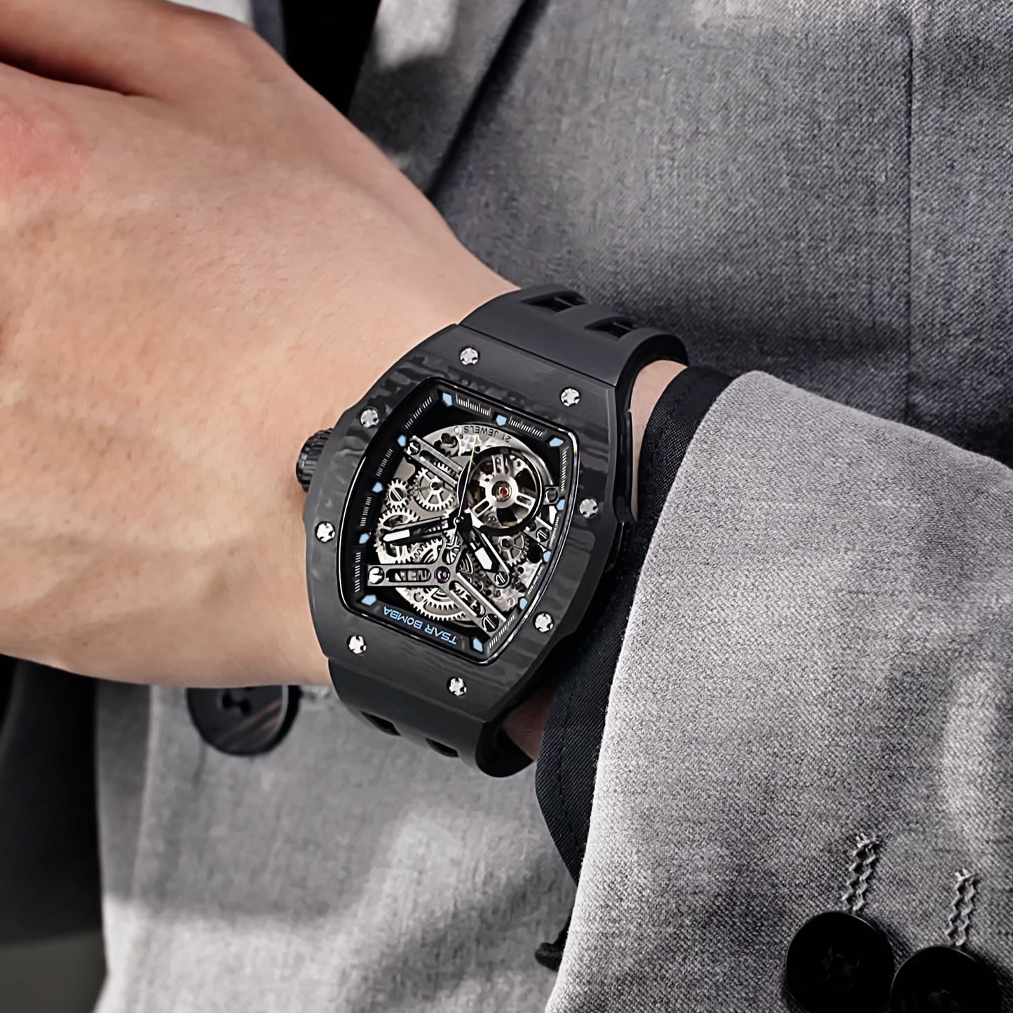 TSAR BOMBA Atomic TB8218CF 5-in-1 Mechanical Tonneau Watch