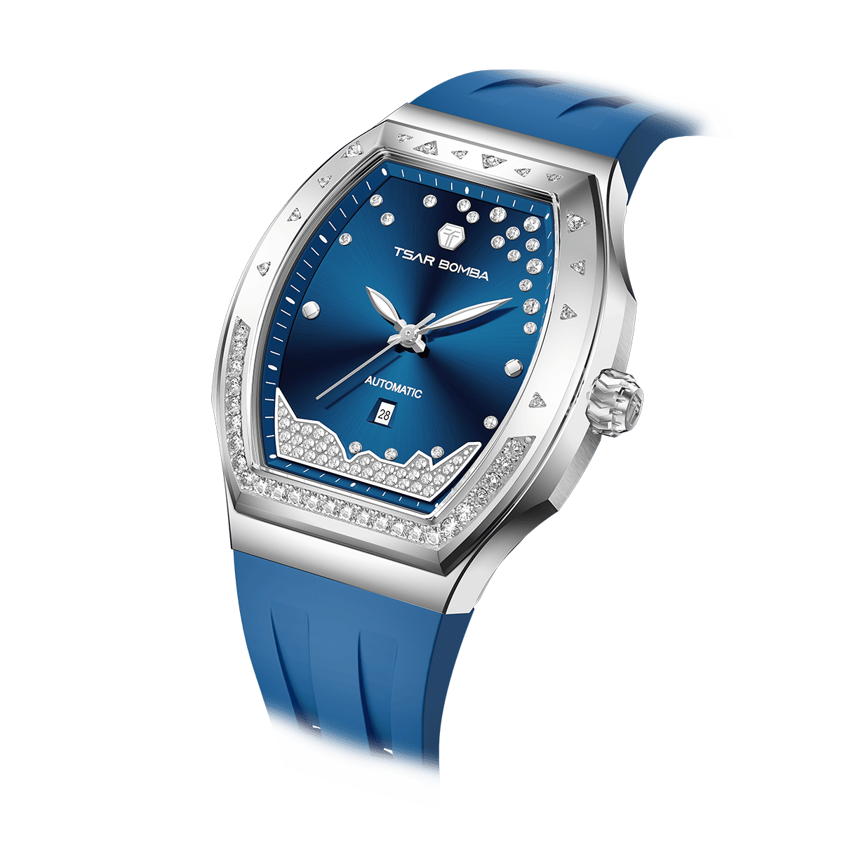 Tsarbomba Lumina Women's Tonneau Watch with Fluororubber Strap
