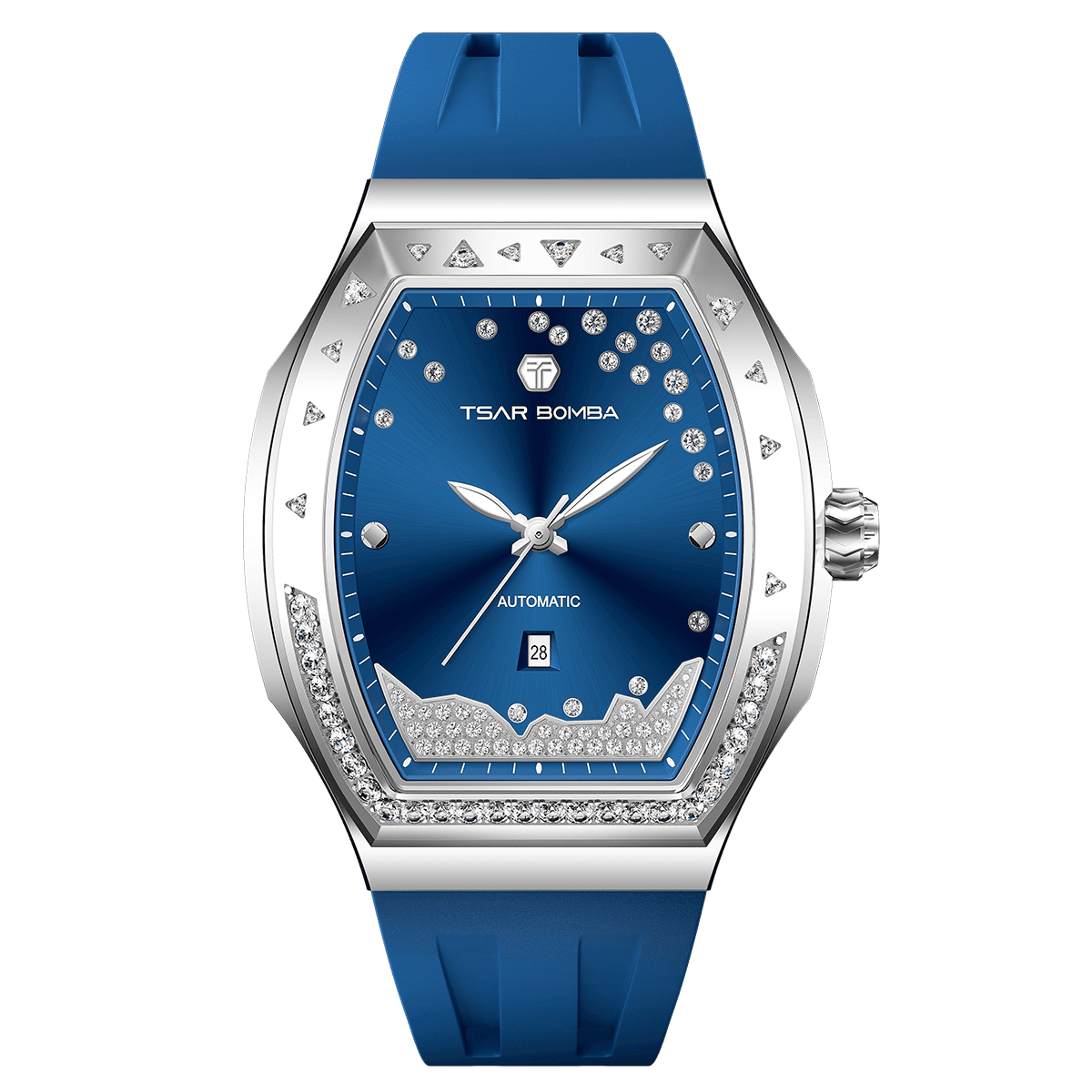 Tsarbomba Lumina Women's Tonneau Watch with Fluororubber Strap
