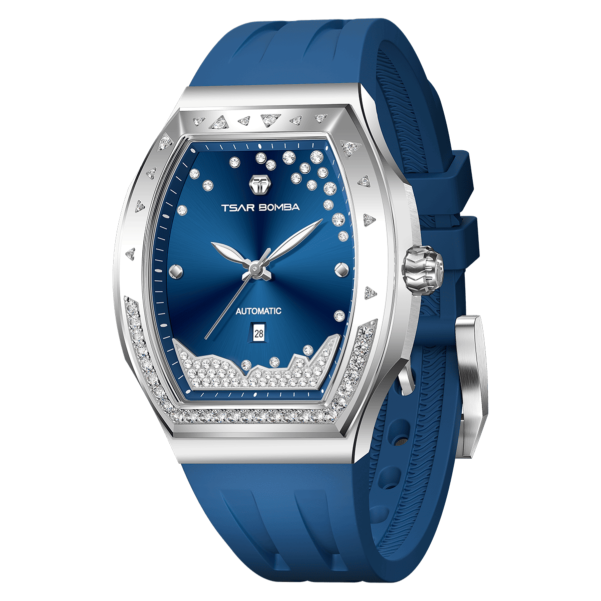 Tsarbomba Lumina Women's Tonneau Watch with Fluororubber Strap