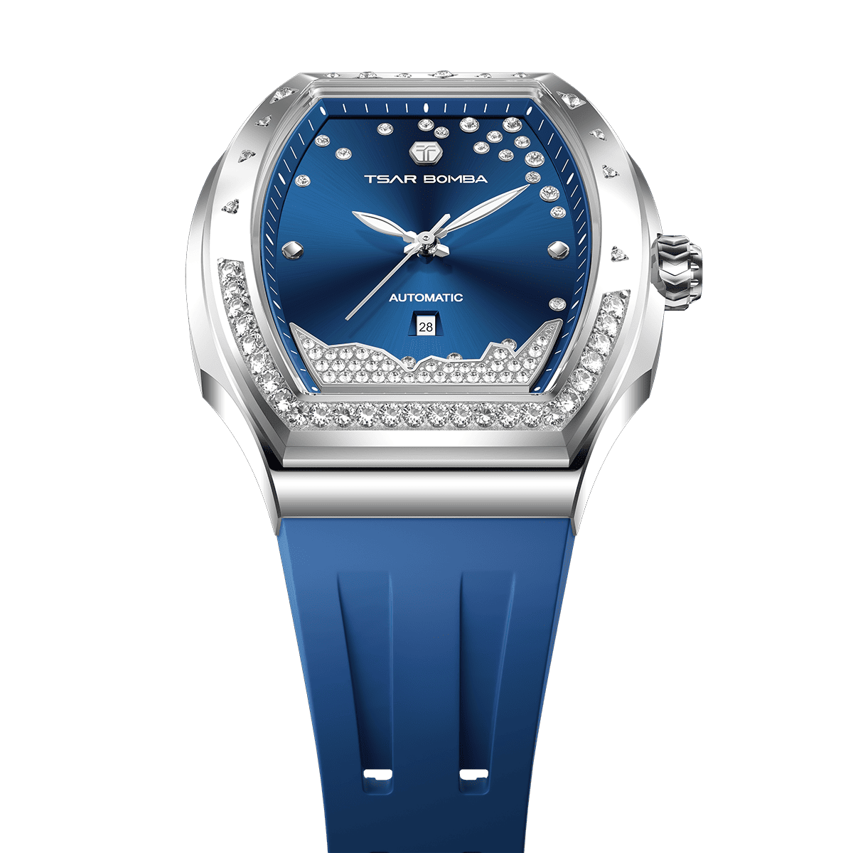 Tsarbomba Lumina Women's Tonneau Watch with Fluororubber Strap