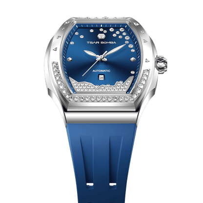 Tsarbomba Lumina Women's Tonneau Watch with Fluororubber Strap