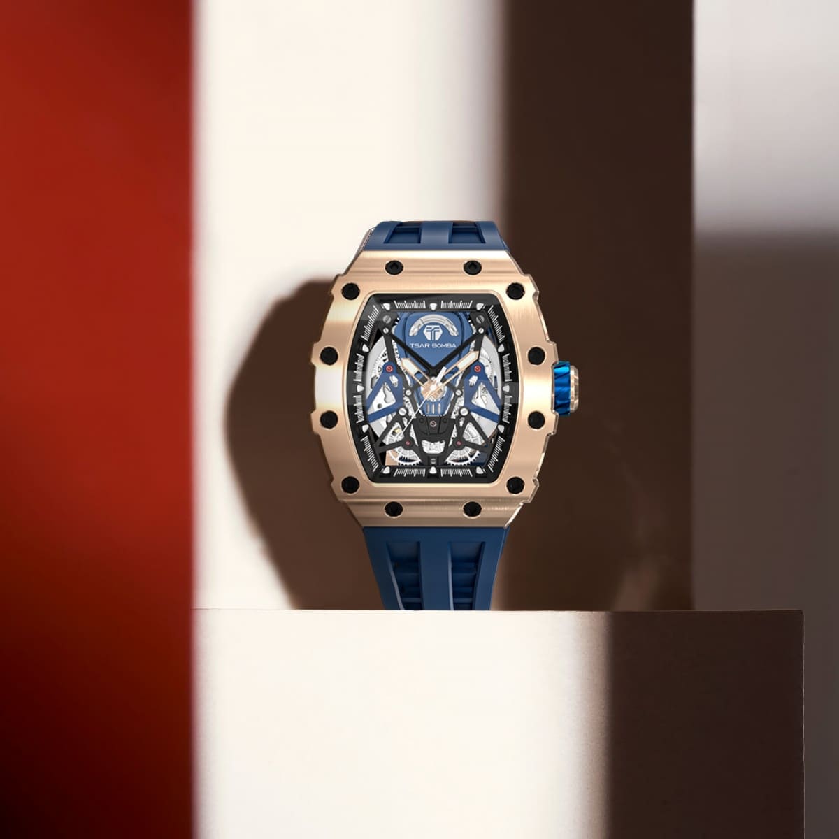 TSAR BOMBA Elemental TB8207A Men's Automatic Tonneau Wrist Watch