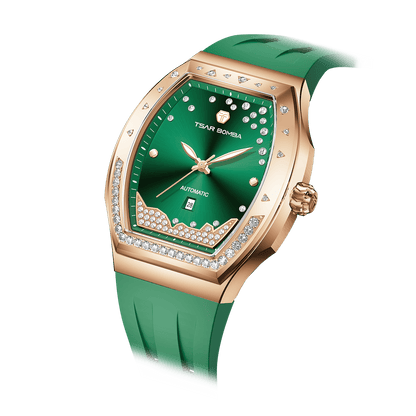 Tsarbomba Lumina Women's Tonneau Watch with Fluororubber Strap