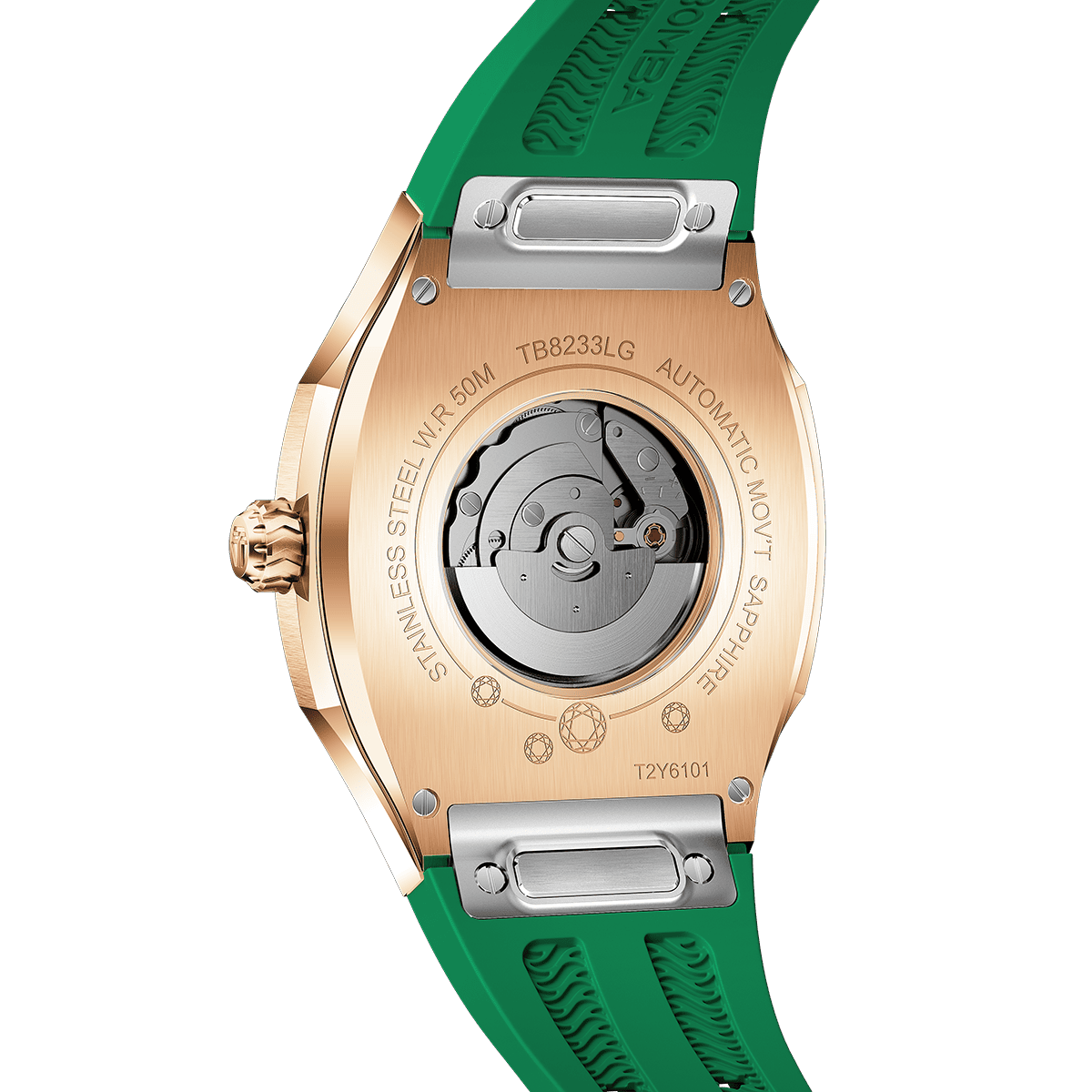 Tsarbomba Lumina Women's Tonneau Watch with Fluororubber Strap