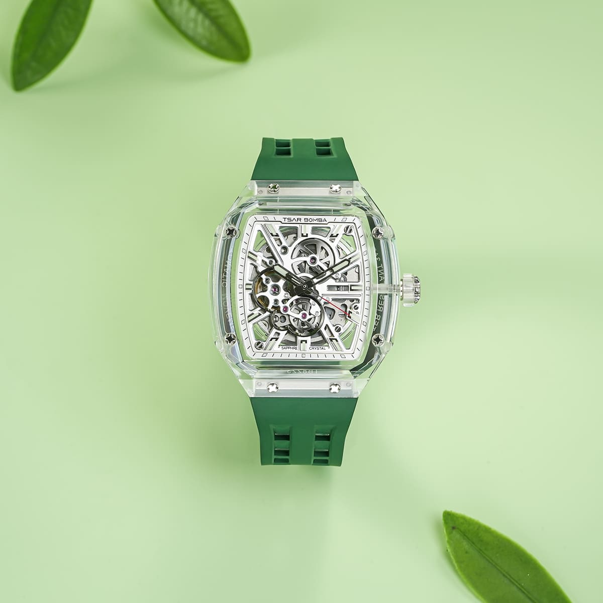TSAR BOMBA TB8223 Women's Tonneau Skeleton Watch