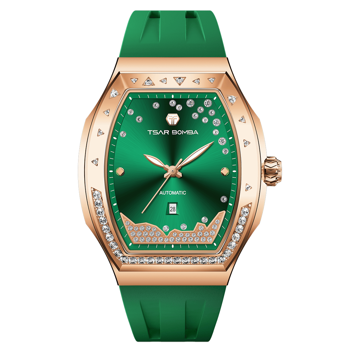 Tsarbomba Lumina Women's Tonneau Watch with Fluororubber Strap