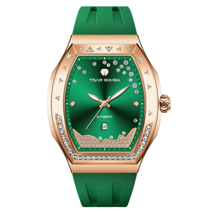 Tsarbomba Lumina Women's Tonneau Watch with Fluororubber Strap