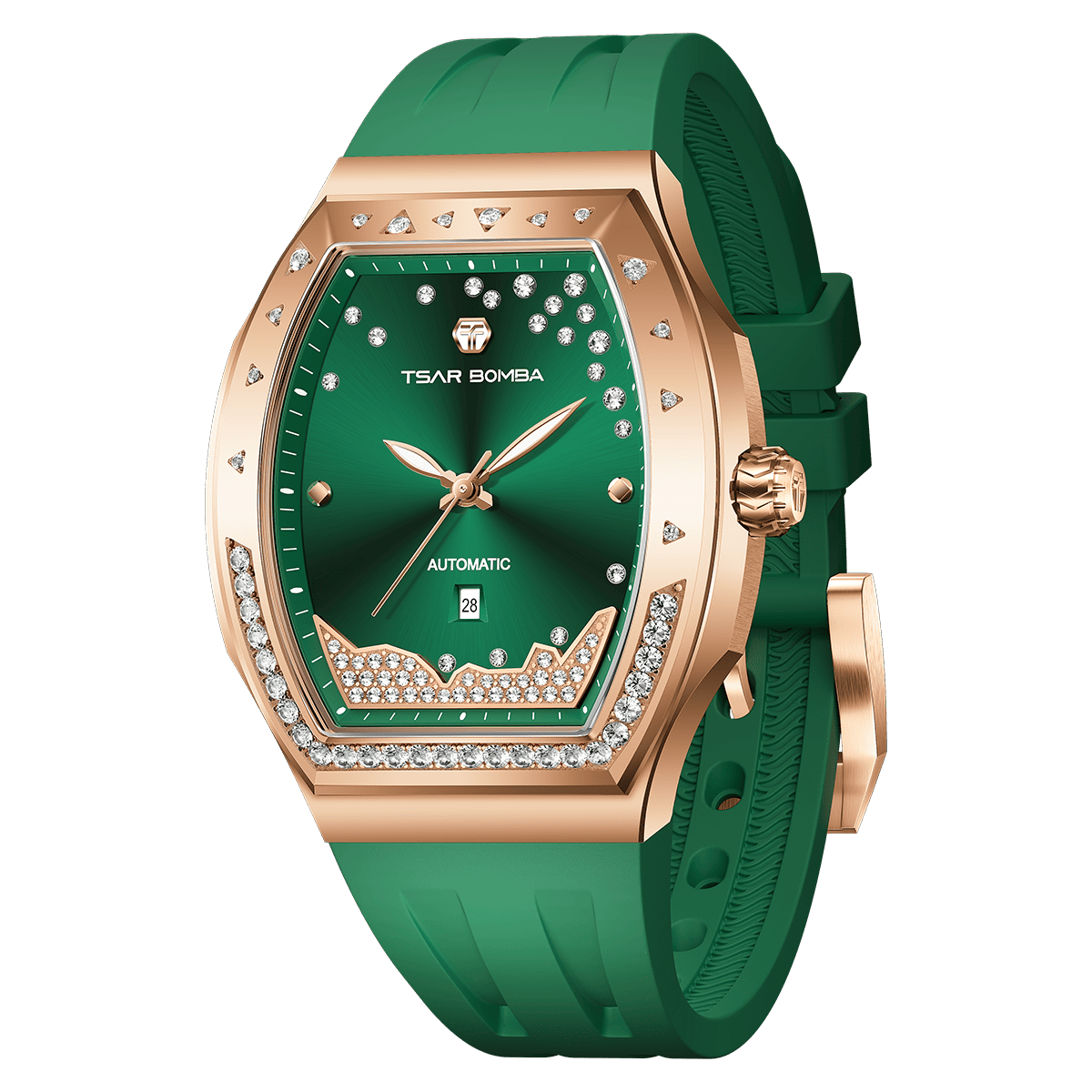 Tsarbomba Lumina Women's Tonneau Watch with Fluororubber Strap