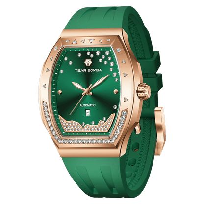 Tsarbomba Lumina Women's Tonneau Watch with Fluororubber Strap