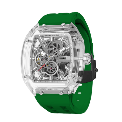 TSAR BOMBA TB8223 Women's Tonneau Skeleton Watch