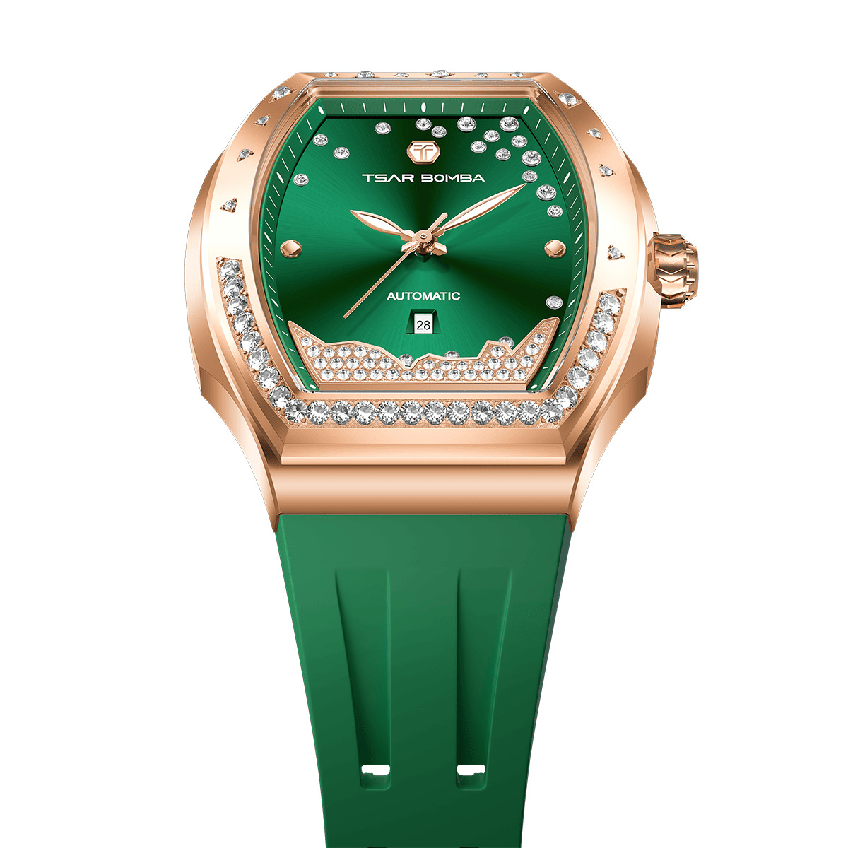 Tsarbomba Lumina Women's Tonneau Watch with Fluororubber Strap