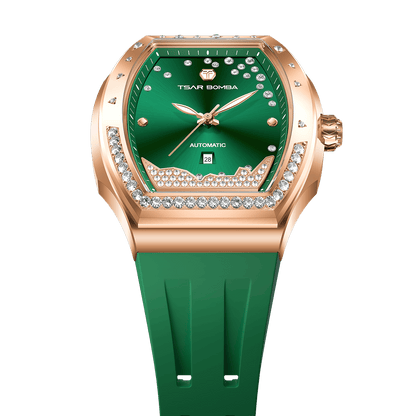 Tsarbomba Lumina Women's Tonneau Watch with Fluororubber Strap