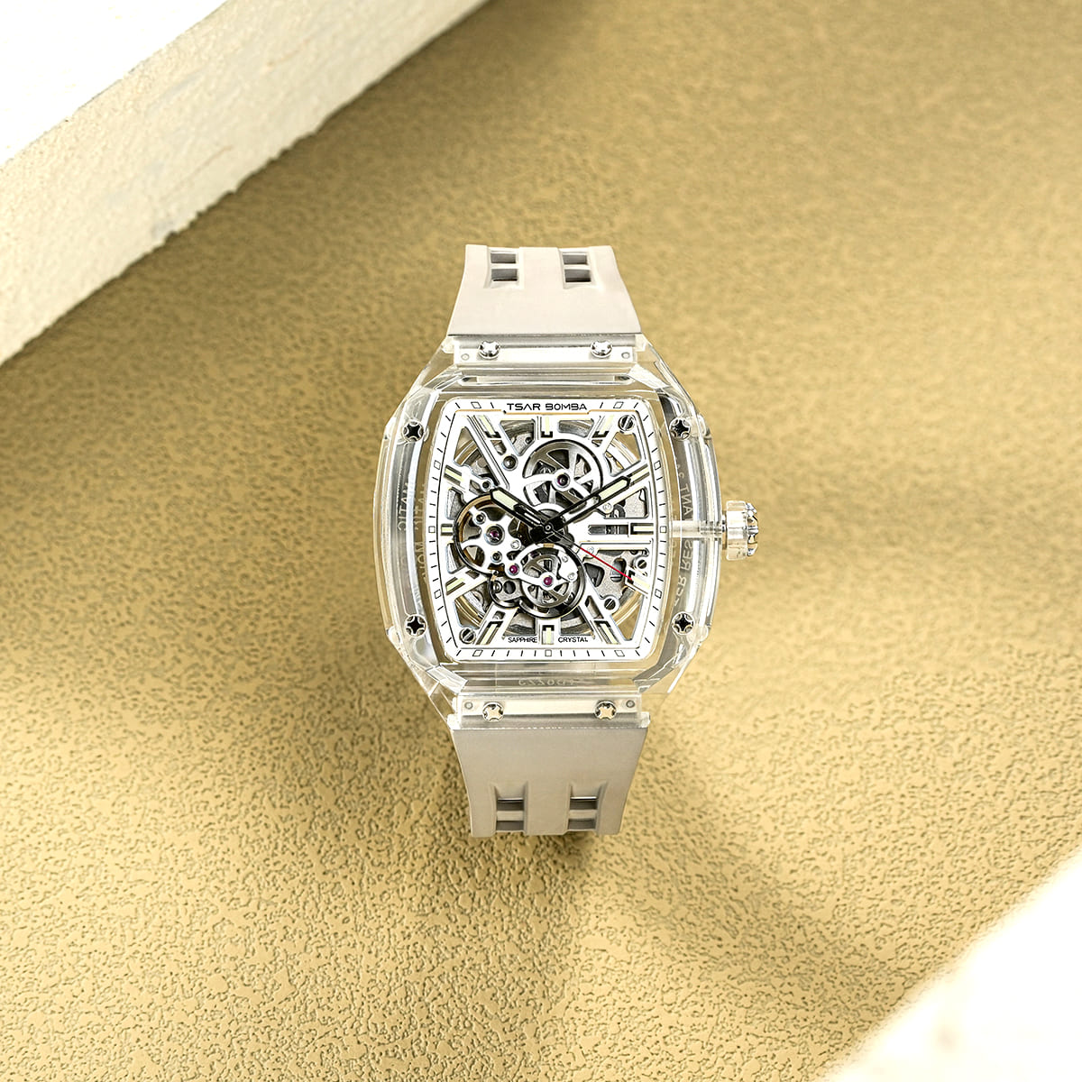TSAR BOMBA TB8223 Women's Tonneau Skeleton Watch