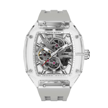 TSAR BOMBA TB8223 Women's Tonneau Skeleton Watch