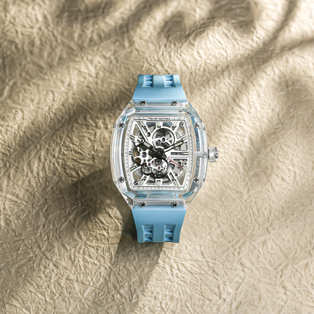 TSAR BOMBA TB8223 Women's Tonneau Skeleton Watch