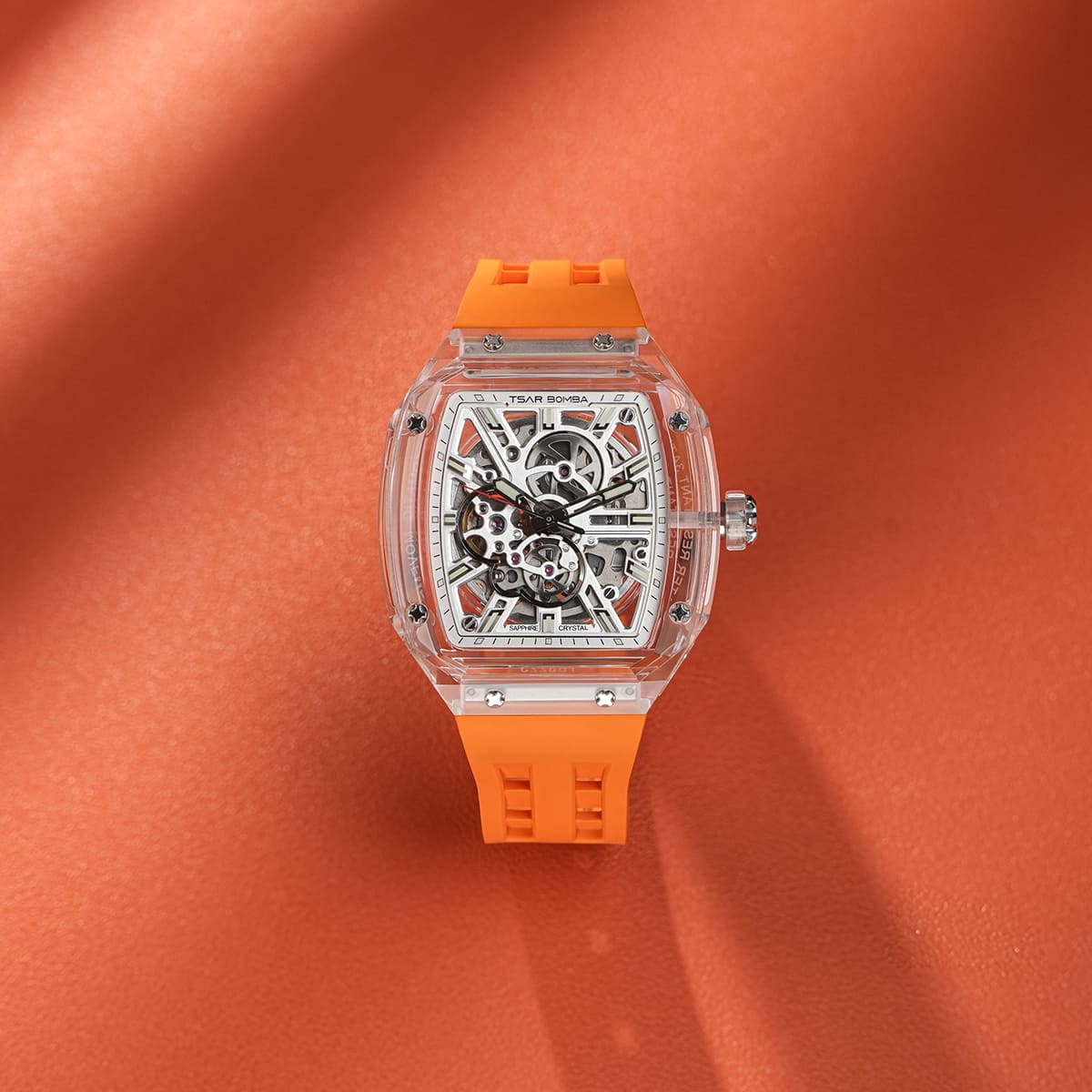 TSAR BOMBA TB8223 Women's Tonneau Skeleton Watch