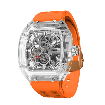 TSAR BOMBA TB8223 Women's Tonneau Skeleton Watch