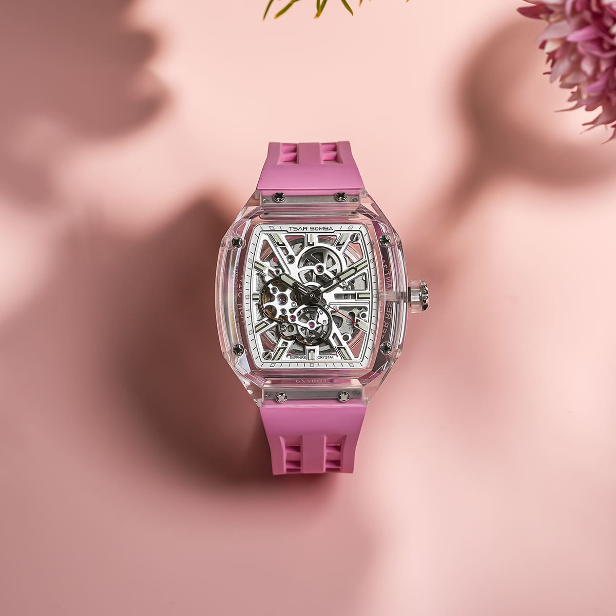 TSAR BOMBA TB8223 Women's Tonneau Skeleton Watch