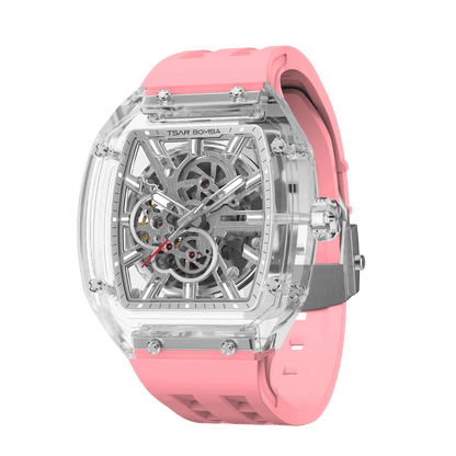 TSAR BOMBA TB8223 Women's Tonneau Skeleton Watch