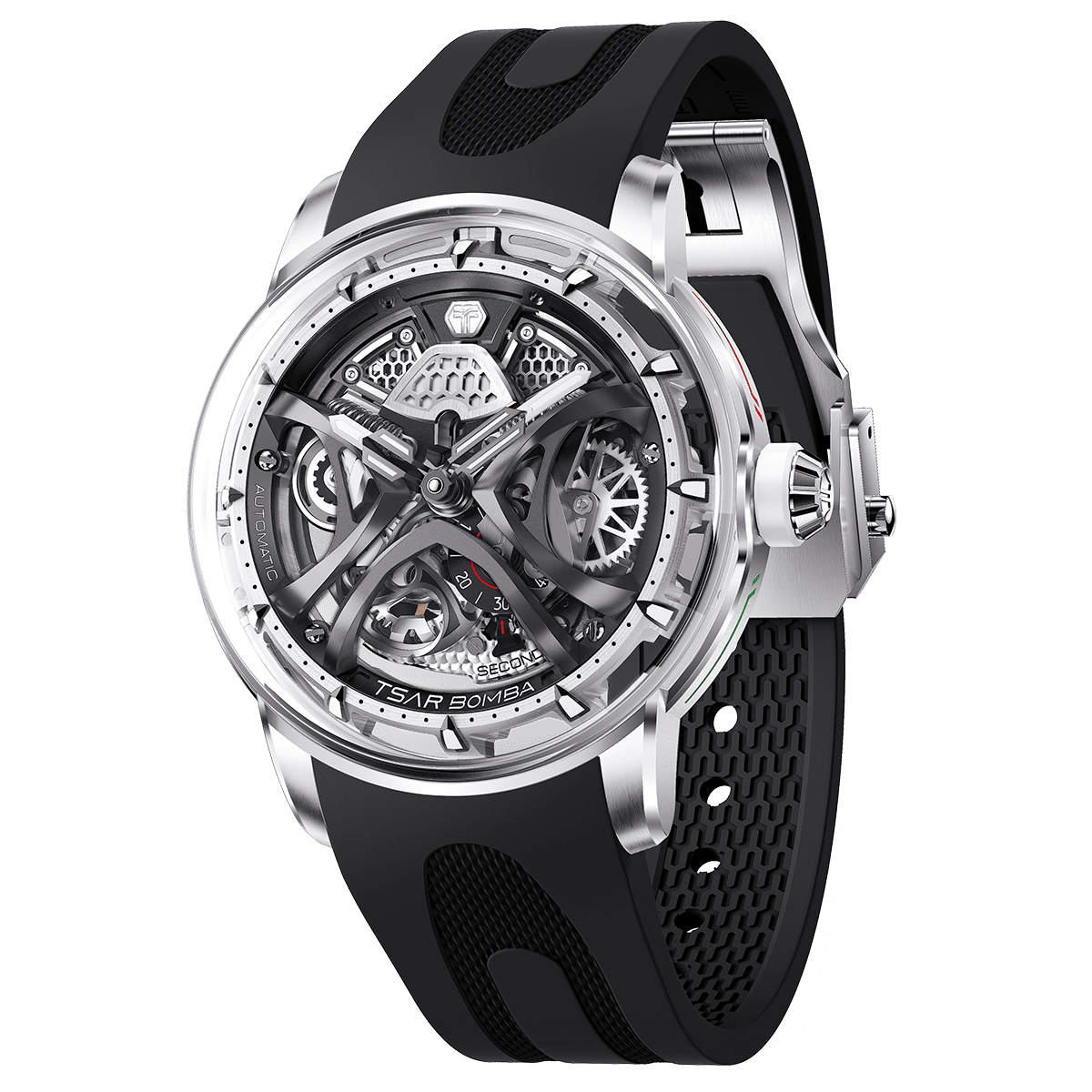 Tsarbomba Skunk Works T1 Men's Mechanical Watch Silicone Strap