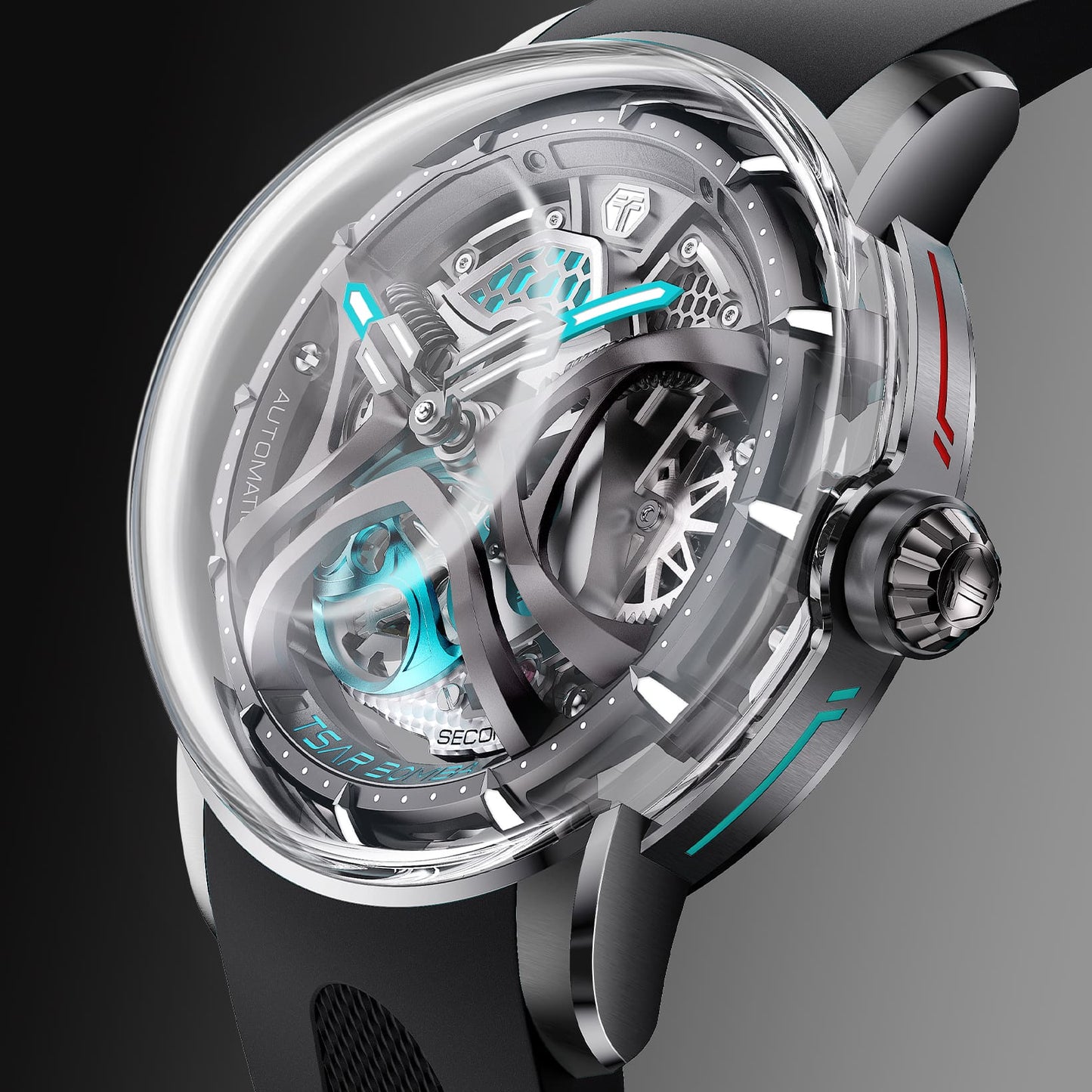 Tsarbomba Skunk Works T1 Men's Mechanical Watch Silicone Strap