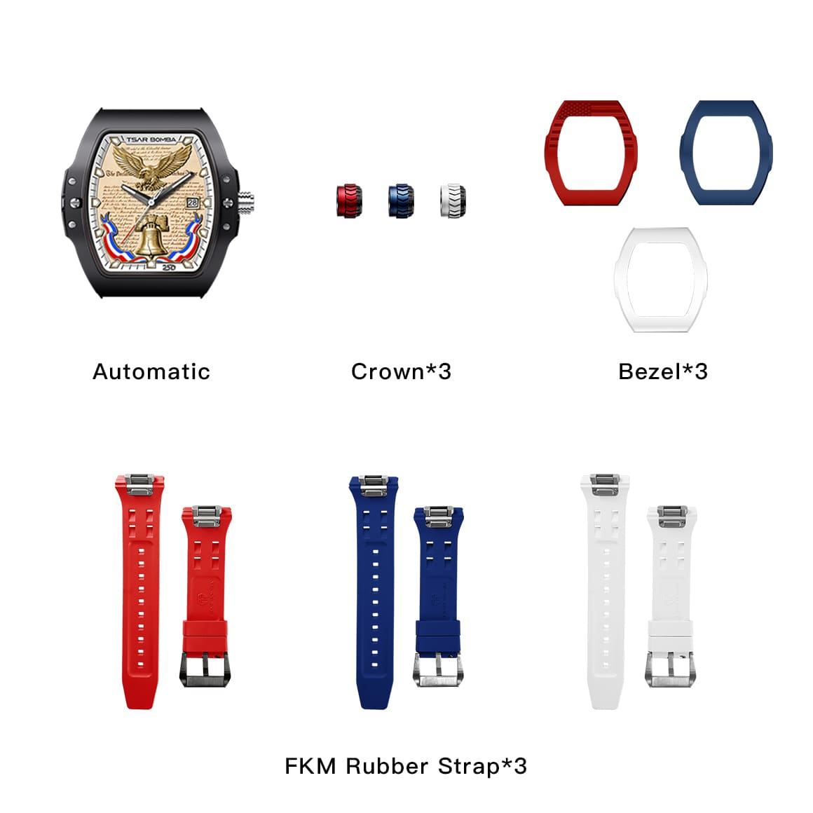 Tsarbomba Atomic Minuteman Edition Men's Mechanical Watch 3-in-1