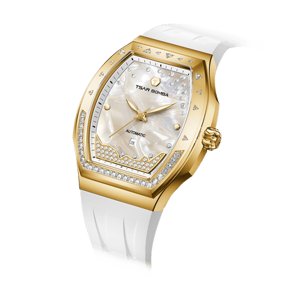 Tsarbomba Lumina Women's Tonneau Watch with Fluororubber Strap