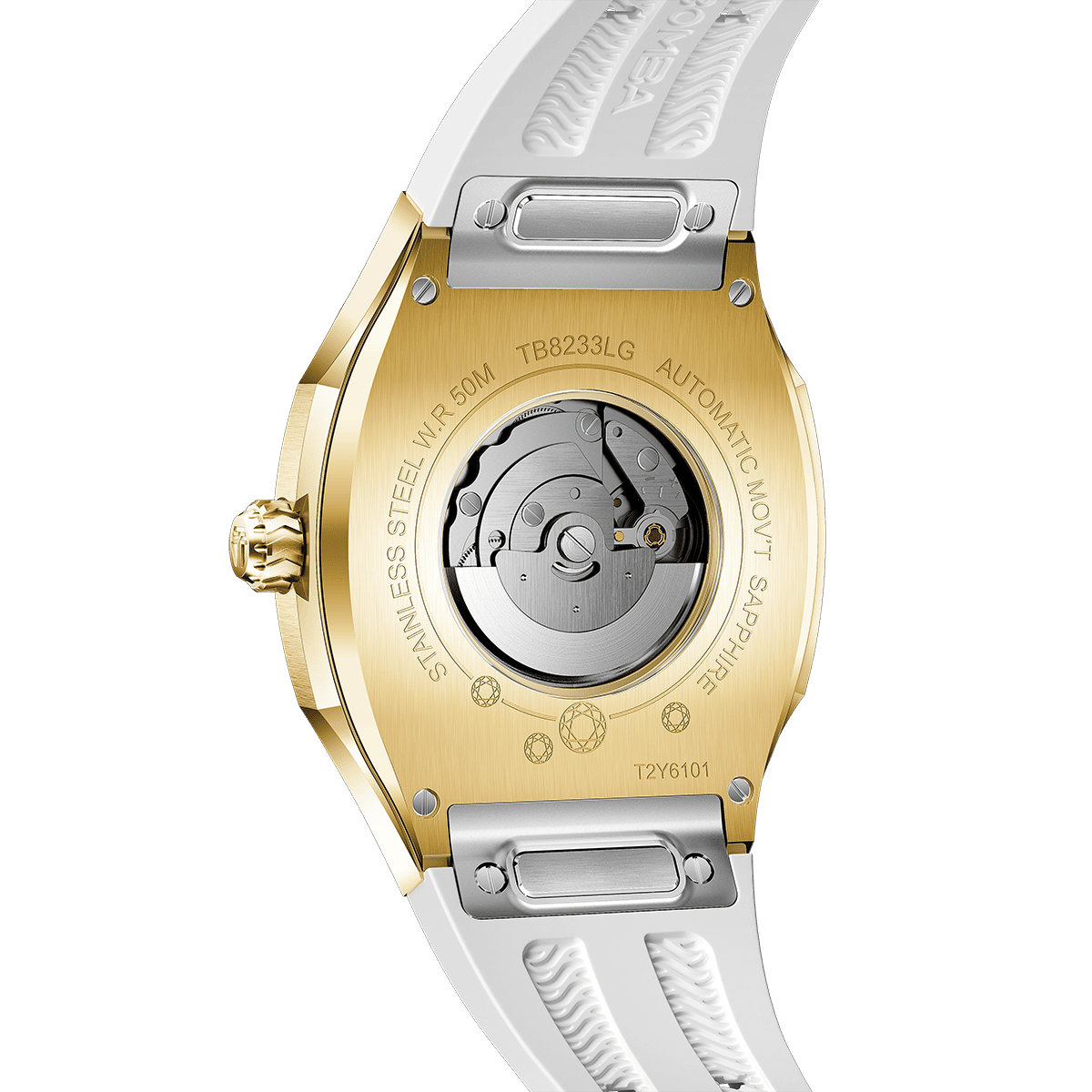 Tsarbomba Lumina Women's Tonneau Watch with Fluororubber Strap
