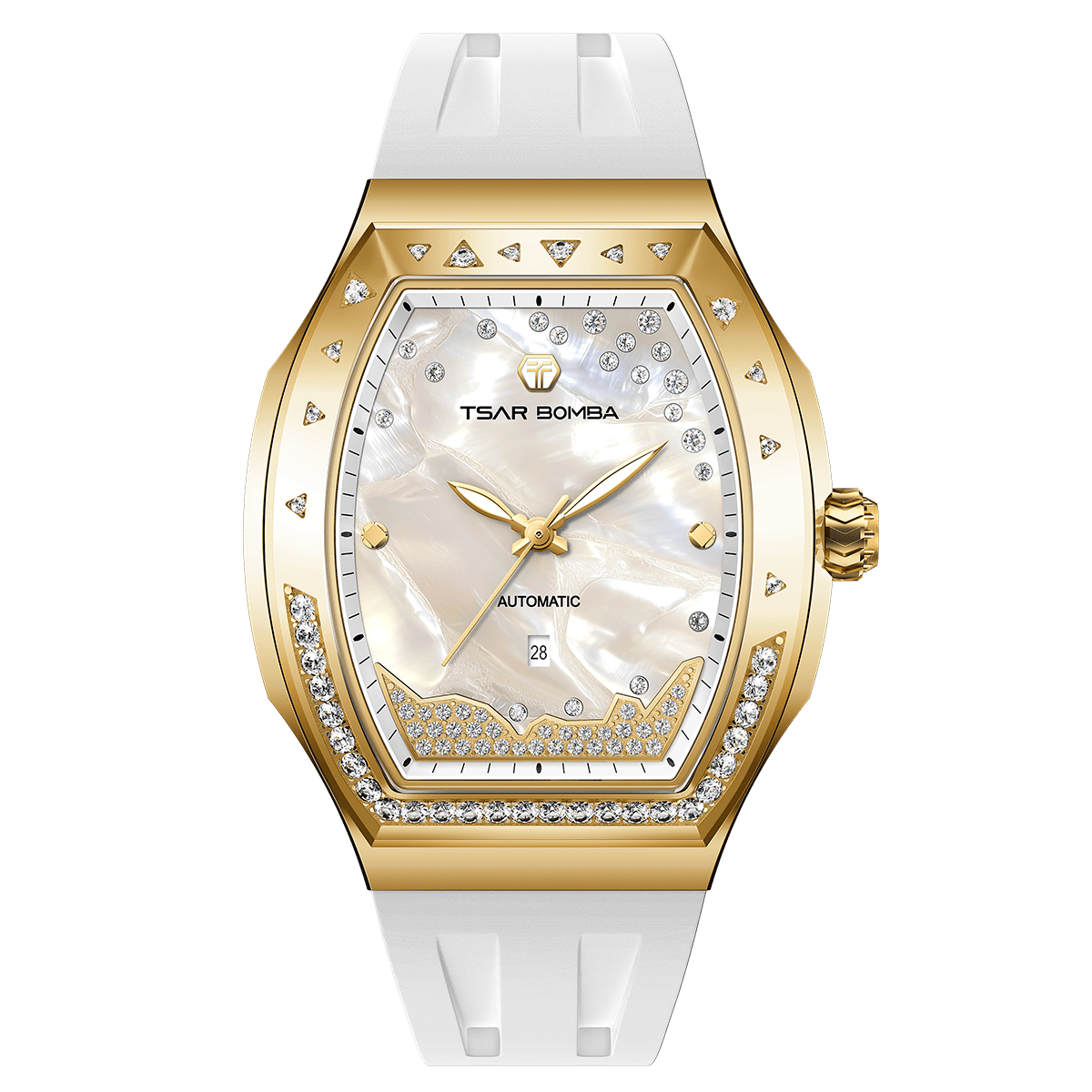 Tsarbomba Lumina Women's Tonneau Watch with Fluororubber Strap