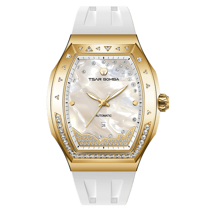 Tsarbomba Lumina Women's Tonneau Watch with Fluororubber Strap