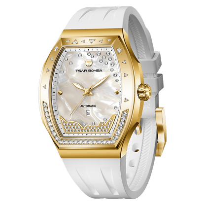 Tsarbomba Lumina Women's Tonneau Watch with Fluororubber Strap