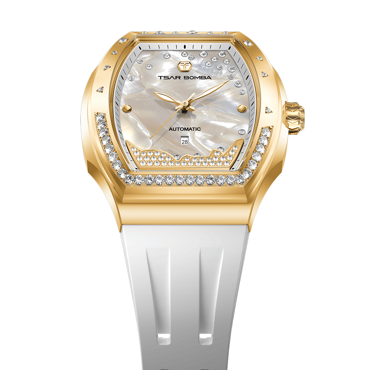 Tsarbomba Lumina Women's Tonneau Watch with Fluororubber Strap