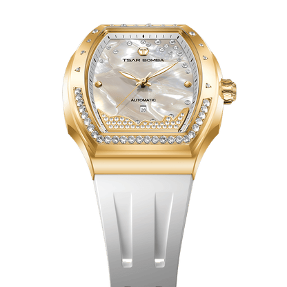 Tsarbomba Lumina Women's Tonneau Watch with Fluororubber Strap