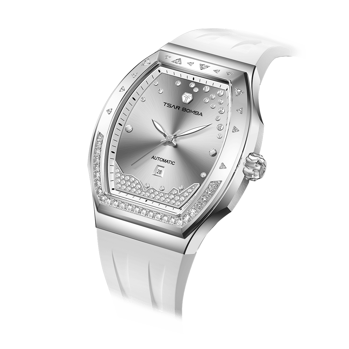 Tsarbomba Lumina Women's Tonneau Watch with Fluororubber Strap