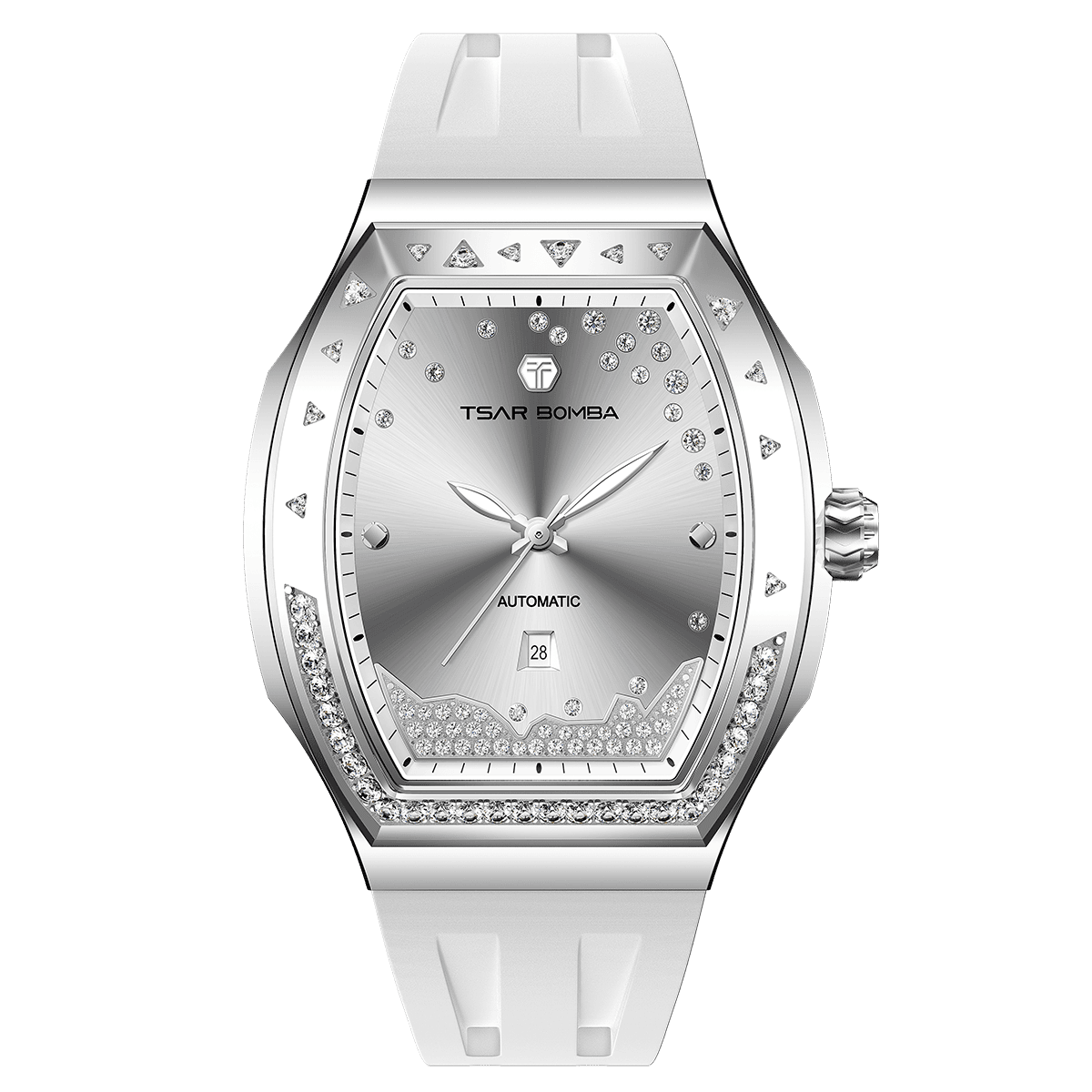 Tsarbomba Lumina Women's Tonneau Watch with Fluororubber Strap