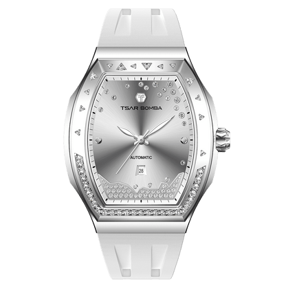 Tsarbomba Lumina Women's Tonneau Watch with Fluororubber Strap