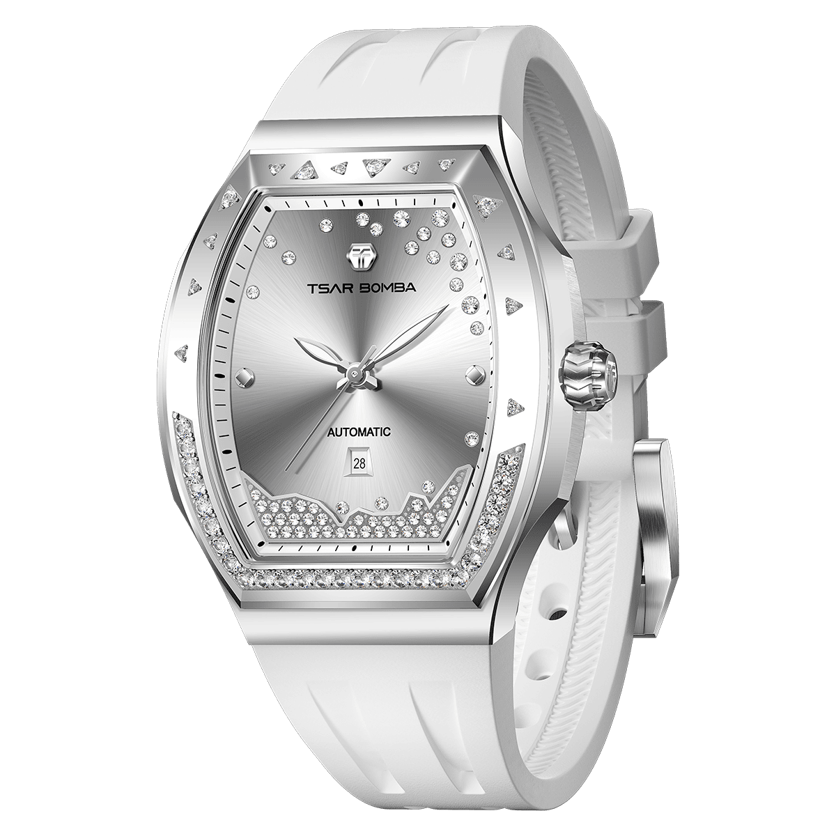 Tsarbomba Lumina Women's Tonneau Watch with Fluororubber Strap