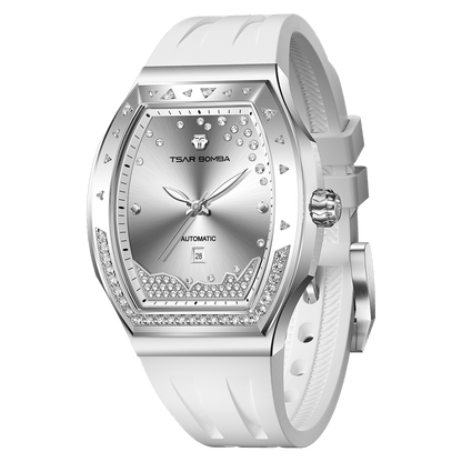 Tsarbomba Lumina Women's Tonneau Watch with Fluororubber Strap