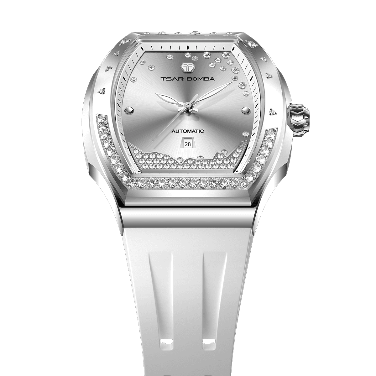 Tsarbomba Lumina Women's Tonneau Watch with Fluororubber Strap